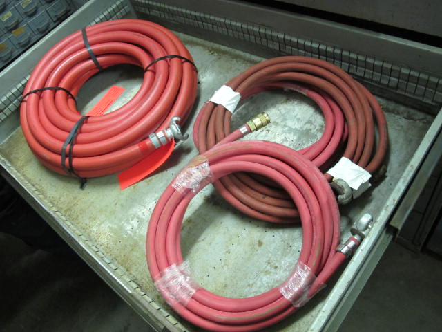 RACK ENGINEERING CO 7-DRAWER INDUSTRIAL PARTS CABINET W/ HOSE, WELDING LEAD AND MISC (G-49) LOADING & HANDLING FEE $50-2151