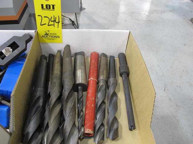 LOT (7) BOXES MISC STRAIGHT & TAPERED SHANK DRILL BITS (G-49) LOADING & HANDLING FEE $10-2244
