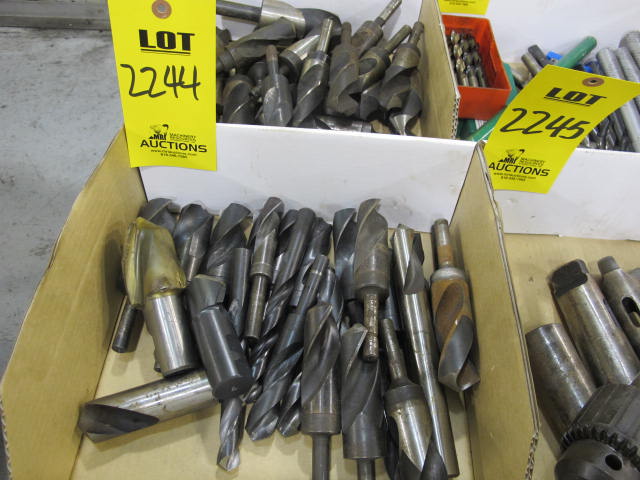 LOT (7) BOXES MISC STRAIGHT & TAPERED SHANK DRILL BITS (G-49) LOADING & HANDLING FEE $10-2244