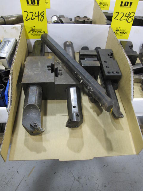 LOT (5) BOXES V BLOCK TOOL POSTS, TOOLING W/ TOOL HOLDERS (G-49) LOADING & HANDLING FEE $10-2248