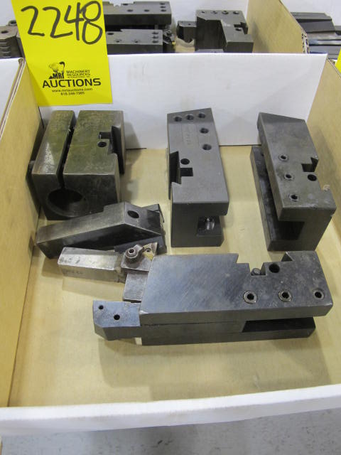 LOT (5) BOXES V BLOCK TOOL POSTS, TOOLING W/ TOOL HOLDERS (G-49) LOADING & HANDLING FEE $10-2248