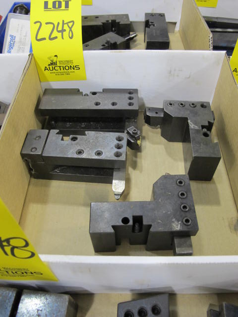 LOT (5) BOXES V BLOCK TOOL POSTS, TOOLING W/ TOOL HOLDERS (G-49) LOADING & HANDLING FEE $10-2248