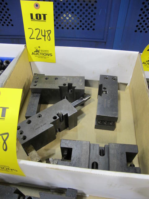 LOT (5) BOXES V BLOCK TOOL POSTS, TOOLING W/ TOOL HOLDERS (G-49) LOADING & HANDLING FEE $10-2248