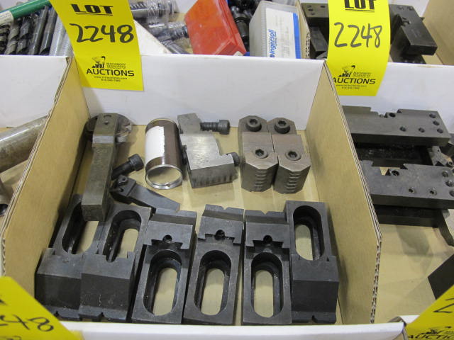 LOT (5) BOXES V BLOCK TOOL POSTS, TOOLING W/ TOOL HOLDERS (G-49) LOADING & HANDLING FEE $10-2248