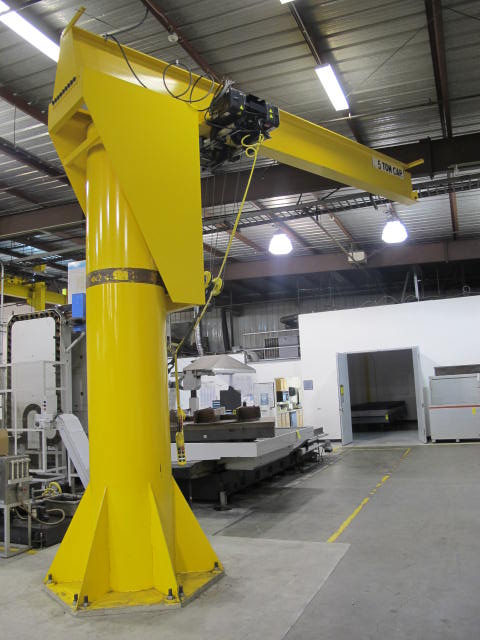 KONECRANES 5-TON CAP 360 DEGREE FLOOR-MOUNTED JIB CRANE W/ 16' ARM, KONE CRANES 5-TON ELECTRIC CABLE HOIST W/ 4-WAY PENDANT CONTROL (G-49) LOADING & HANDLING FEE $2,500-2355A