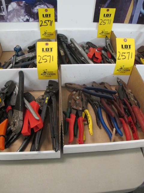 LOT (4) BOXES MISC CLAMPS, CRIMPERS, WIRE CUTTERS AND SNIPS (G-20) LOADING & HANDLING FEE $10-2571