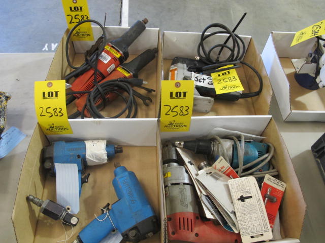 LOT (4) BOXES ELECTRIC AND PNEUMATIC IMPACTS, DRILLS AND GRINDERS (G-20) LOADING & HANDLING FEE $10-2583