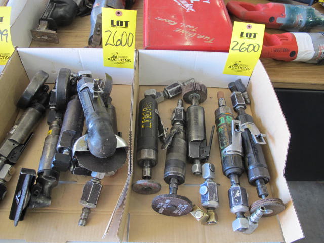 LOT (5) PNEUMATIC RIGHT ANGLE GRINDERS (5) PNEUMATIC STRAIGHT SHANK GRINDERS (G-20) LOADING & HANDLING FEE $10-2600