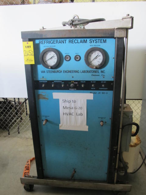 VAN STEENBURGH ENGINEERING LABORATORIES REFRIGERANT RECLAIM SYSTEM (G-20) LOADING & HANDLING FEE $50-2652