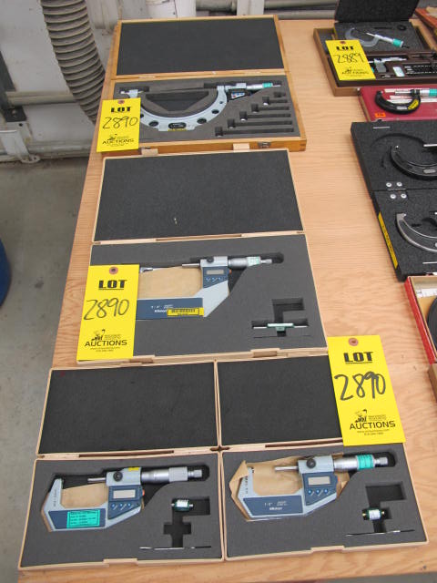 LOT (2) 1"-2" (1) 3"-4" (1) 0"-6" MITUTOYO DIGITAL MICROMETERS (G-44) LOADING & HANDLING FEE $10-2890