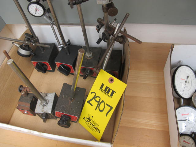 LOT MAGNETIC INDICATOR STANDS W/ (3) STARRETT INDICATORS (G-44) LOADING & HANDLING FEE $10-2907