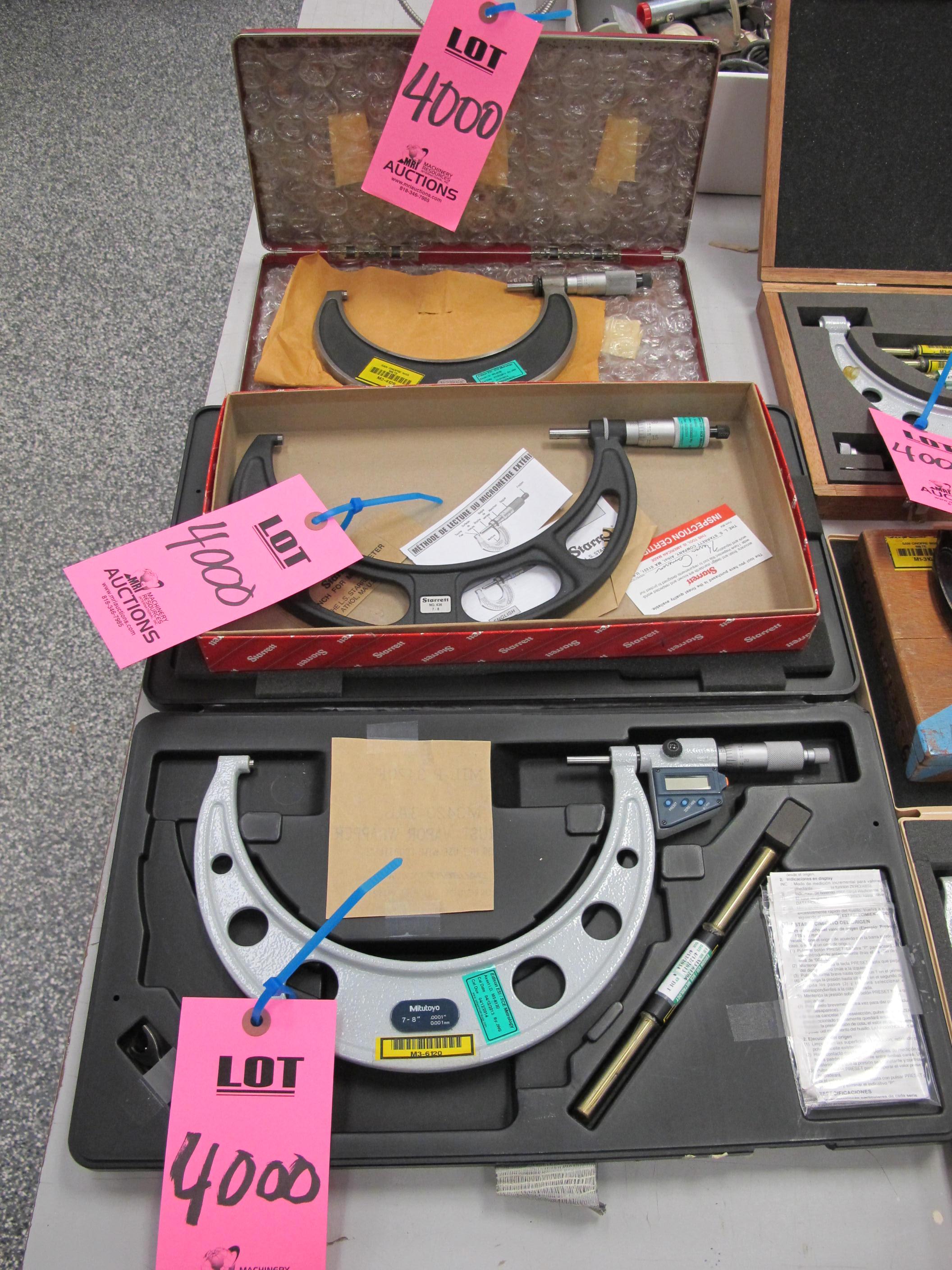 LOT (2) 7"-8" & (1) 5"-6" MICROMETERS (G-44) LOADING & HANDLING FEE $10-4000
