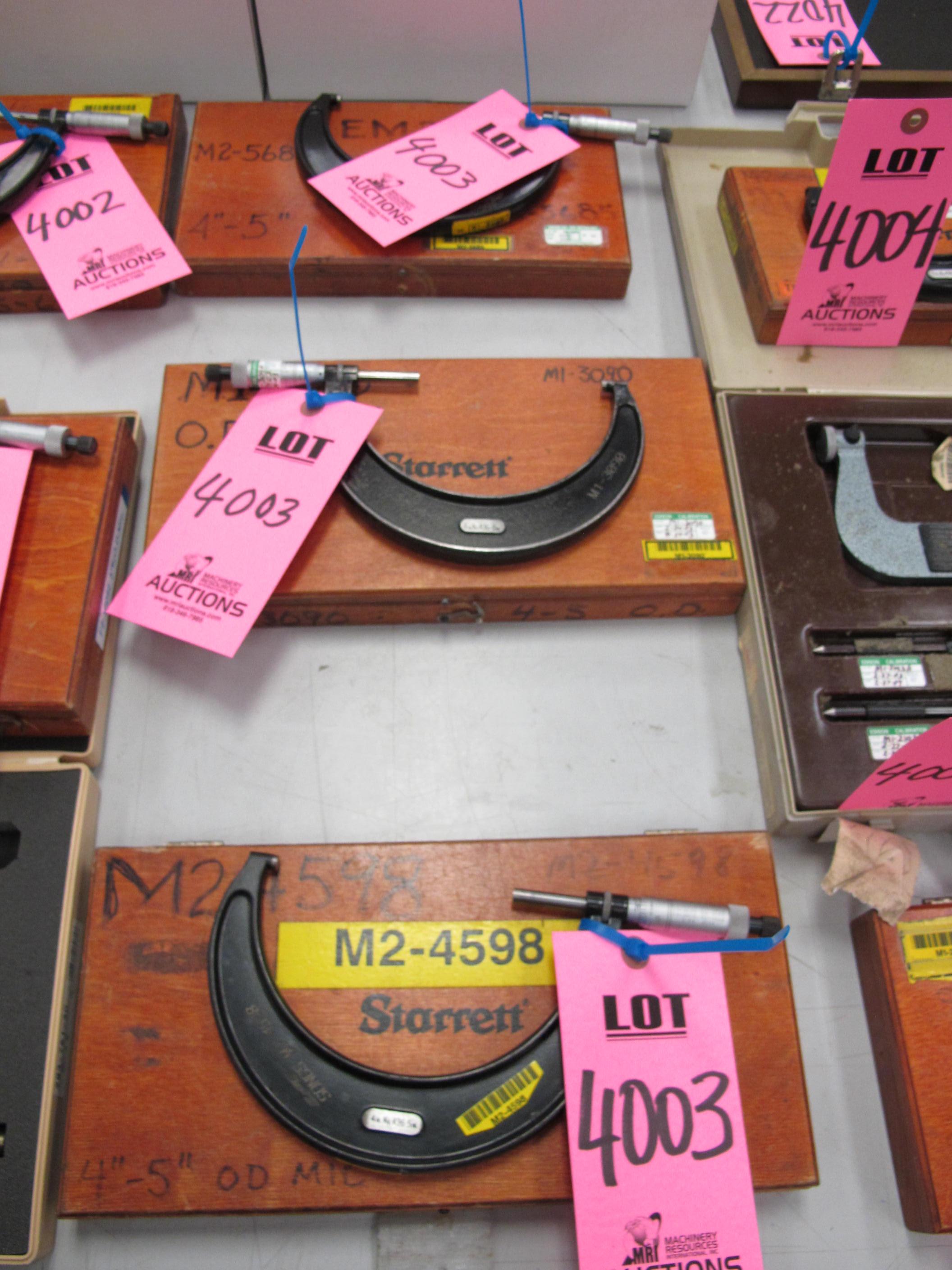 LOT (3) 4"-5" MICROMETERS (G-44) LOADING & HANDLING FEE $10-4003