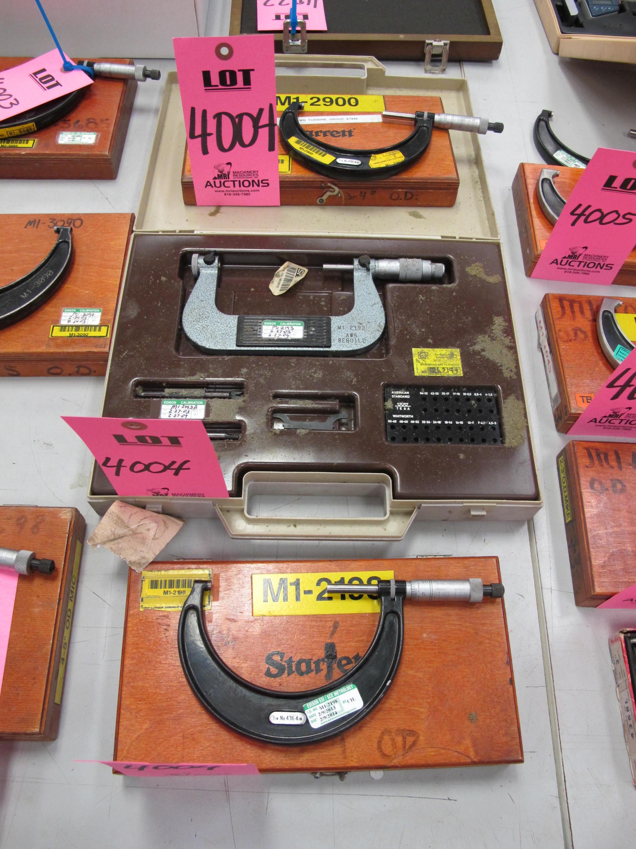 LOT (3) 3"-4" MICROMETERS (G-44) LOADING & HANDLING FEE $10-4004