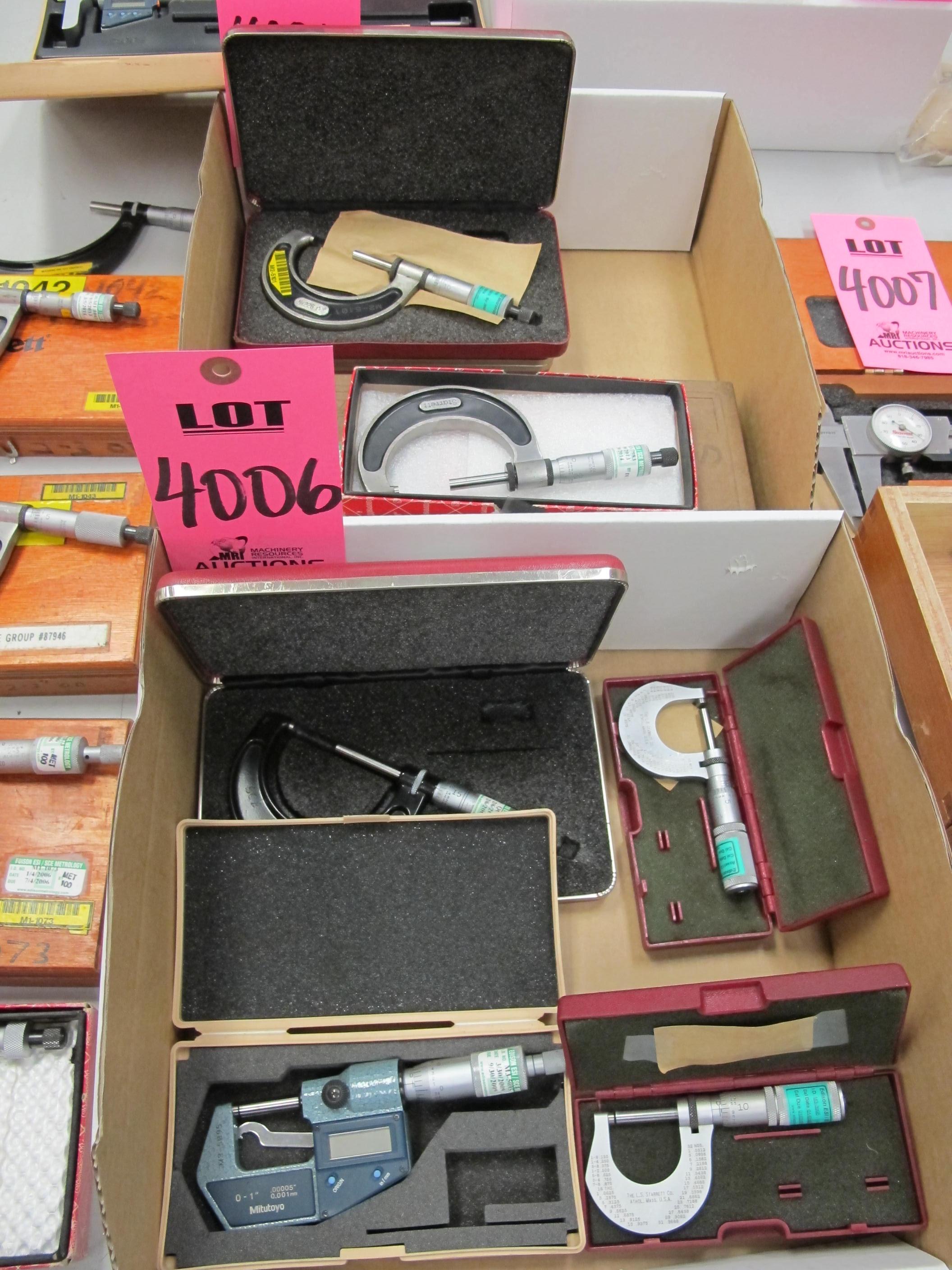 LOT (8) ASST'D SIZE MICROMETERS 0"-2" (G-44) LOADING & HANDLING FEE $10-4006