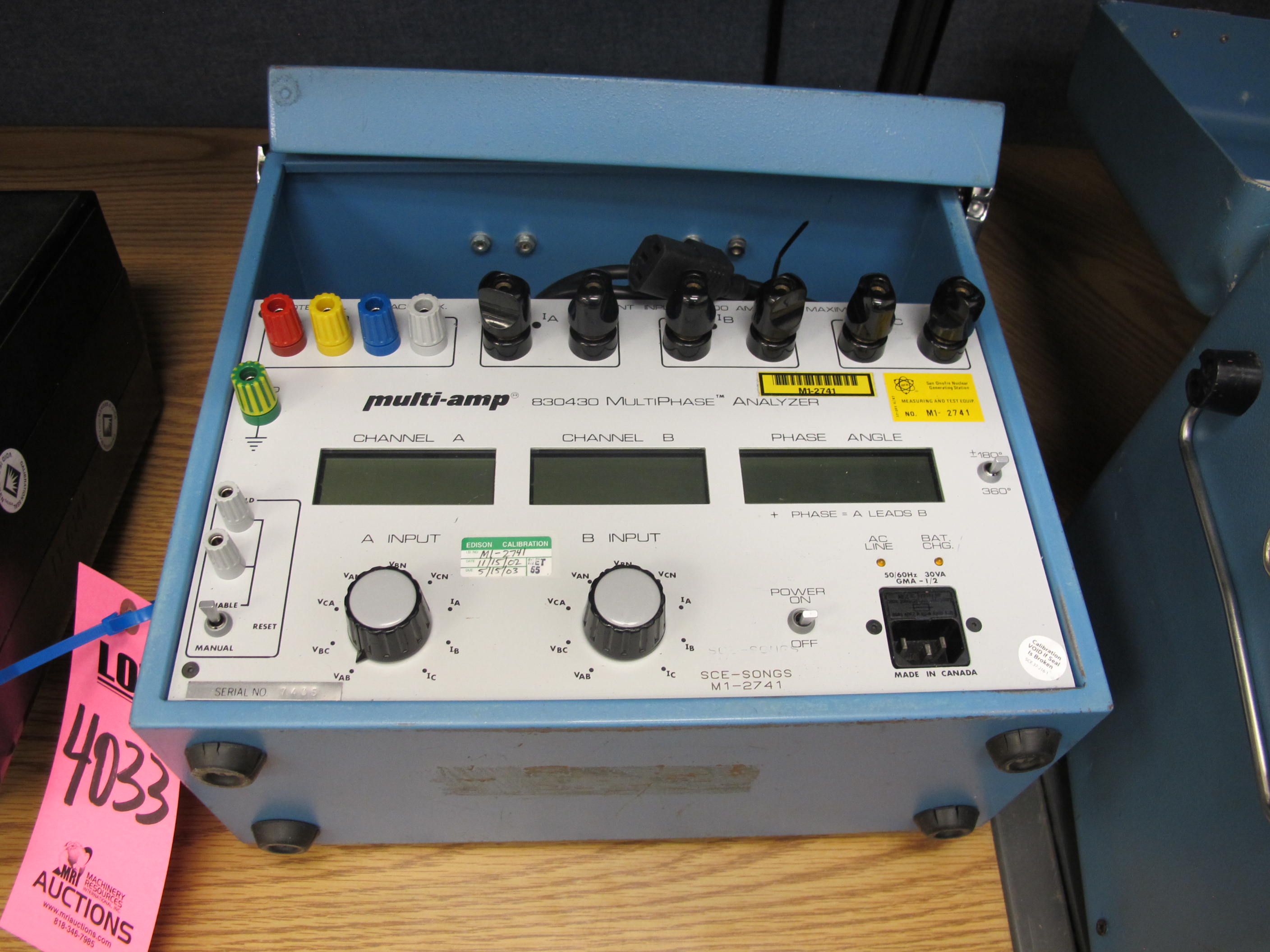 MULTI-AMP MODEL 830430 MULTI-PHASE ANALYZER (G-44) LOADING & HANDLING FEE $10-4033