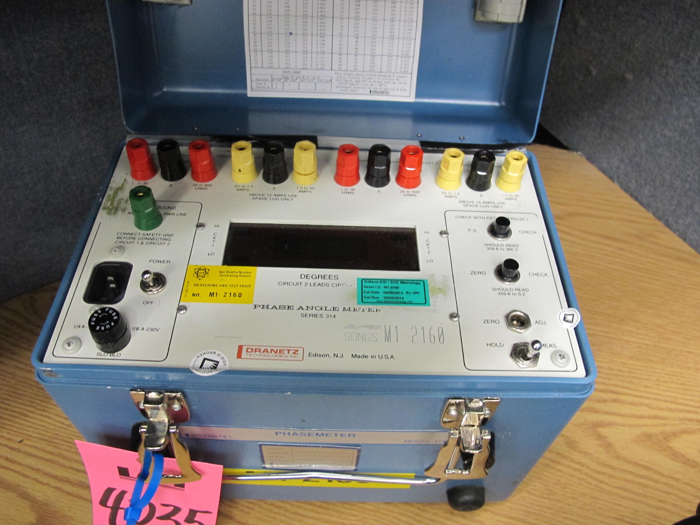 DRANETZ SERIES 314 PHASE ANGLE METER (G-44) LOADING & HANDLING FEE $10-4035
