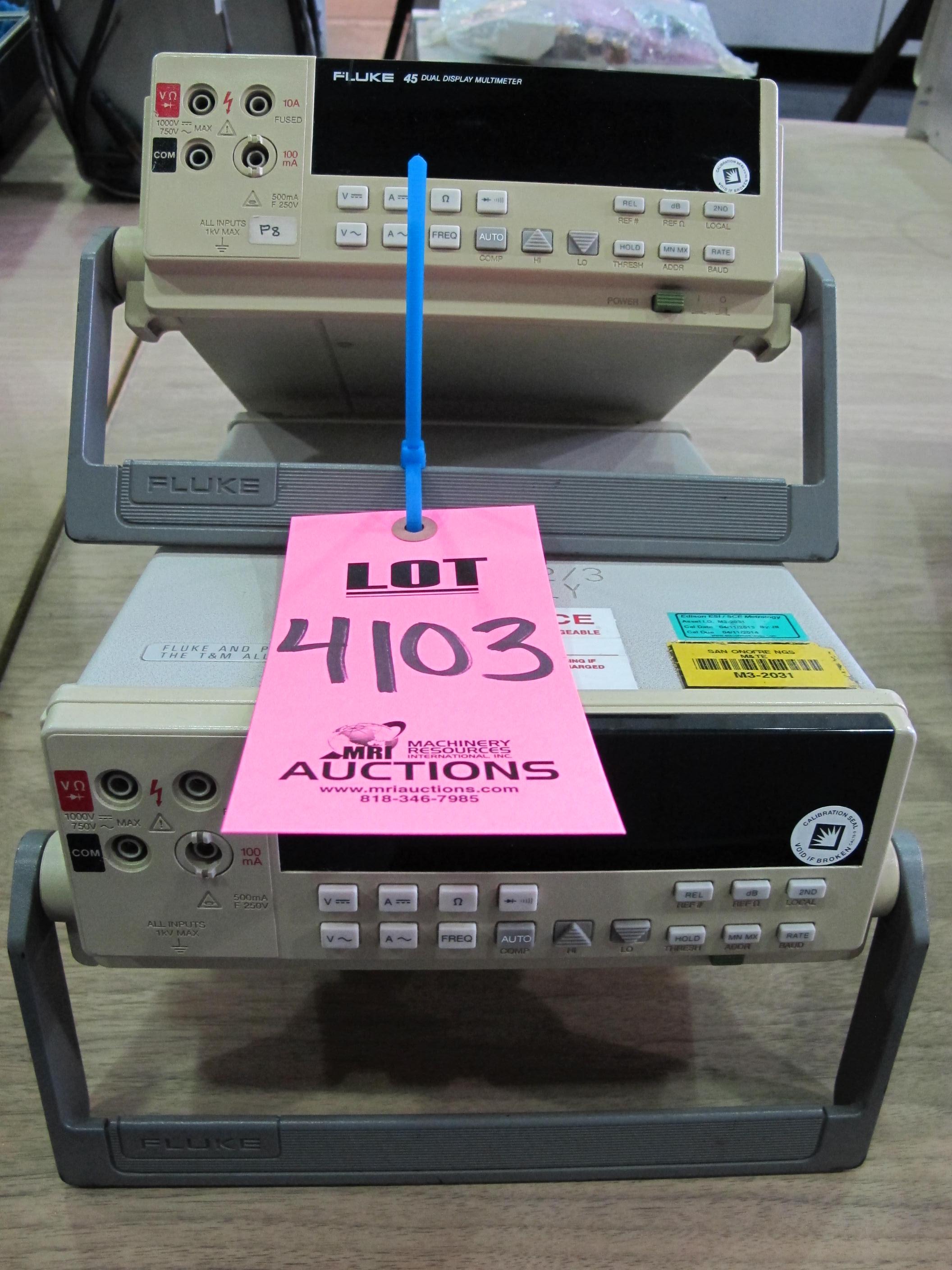 LOT (2) FLUKE MODEL 45 DUAL DISPLAY MULTIMETERS (G-44) LOADING & HANDLING FEE $10-4103