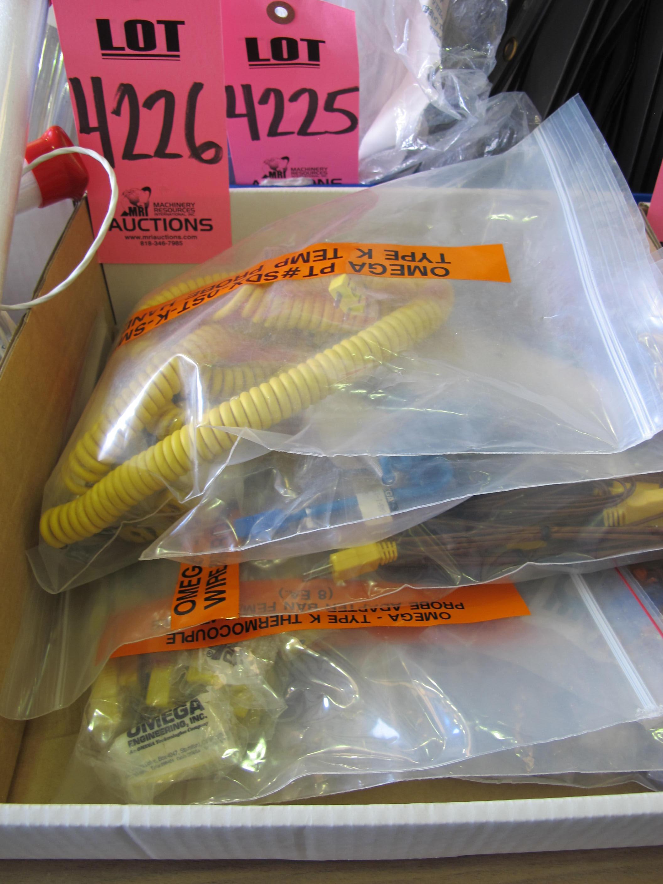LOT MISC THERMOCOUPLES, THERMOCOUPLE WIRE PROBES & TYPE K TEMP PROBE HANDLES (G-44) LOADING & HANDLING FEE $10-4226