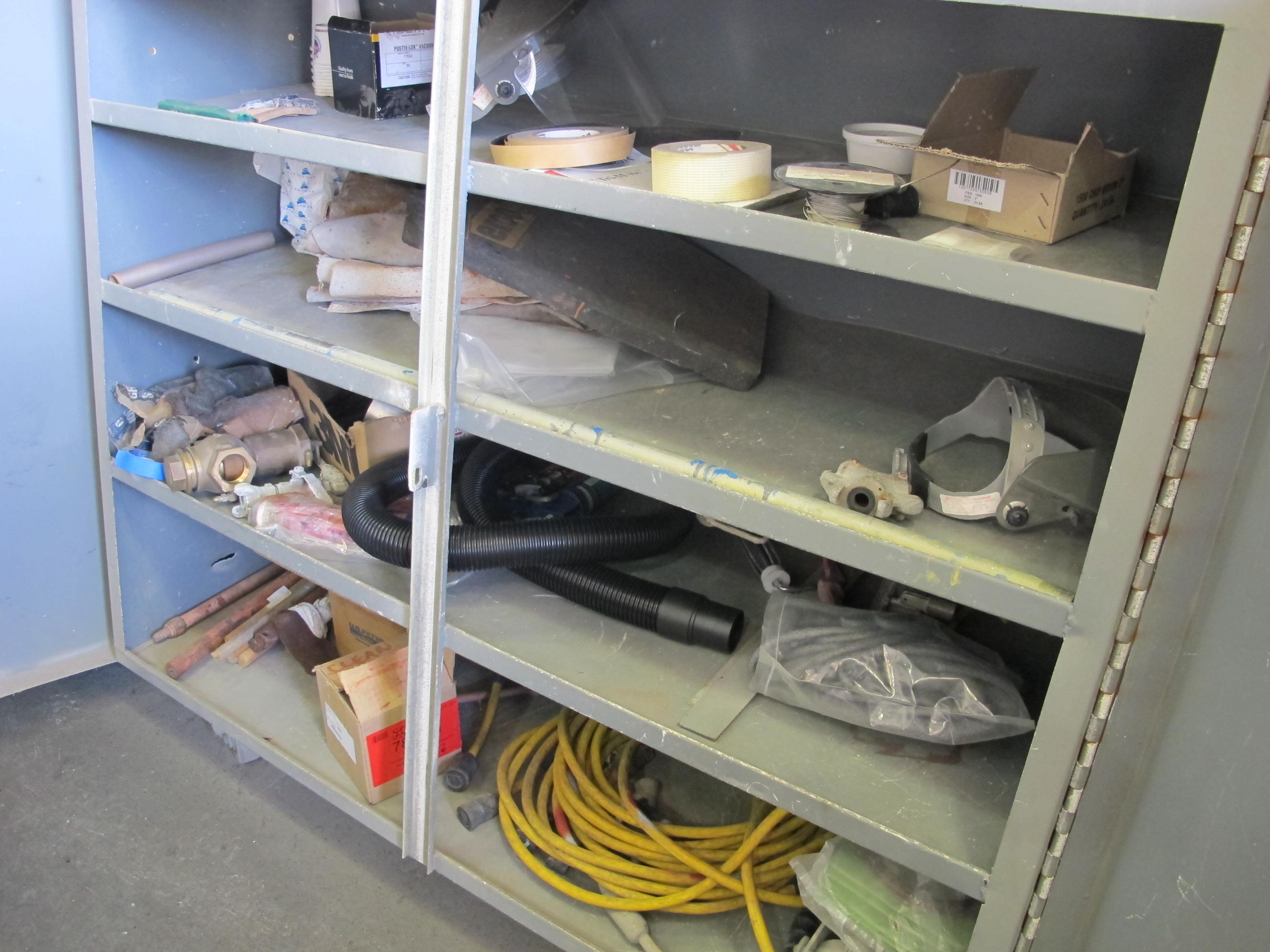 LOT (2) 2-DOOR HEAVY DUTY CABINETS W/ PAINT SUPPLIES (G-44) LOADING & HANDLING FEE $100-4243