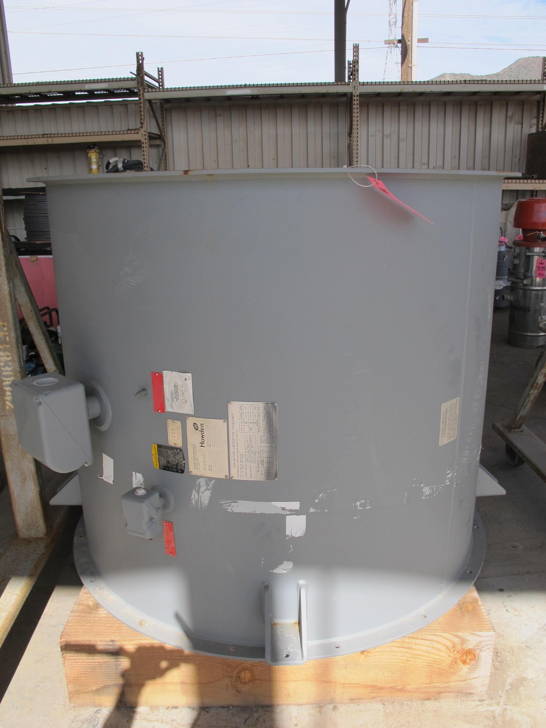 HOWDEN MODEL 54-26-870 25HP INDUSTRIAL BLOWER, MAX BLADE ANGLE 30.7, MINIMUM BLADE ANGLE 21.3, 30 DUTY CYCLE (G-40 OUTSIDE) LOADING & HANDLING FEE $100-4305