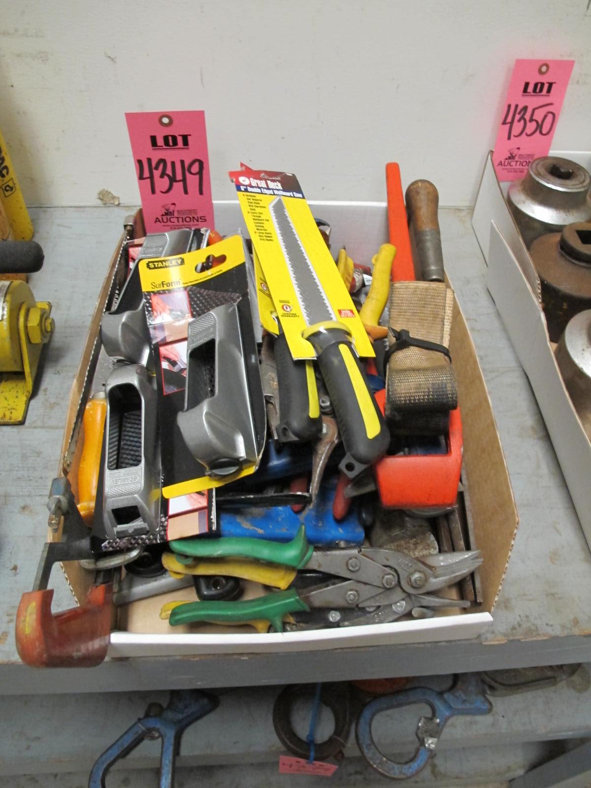 LOT MISC HAND TOOLS, WALLBOARD SAWS, PLANERS & SNIPS (G-30) LOADING & HANDLING FEE $10-4349