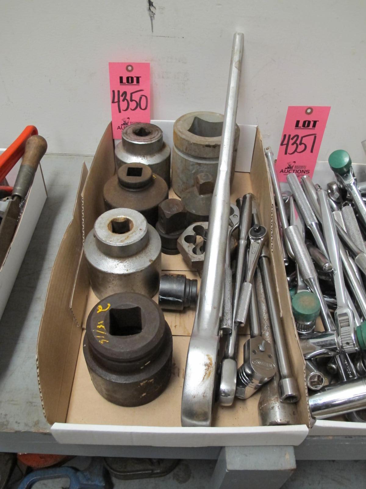 LOT MISC SOCKETS 1"-2" & SOCKET WRENCHES (G-30) LOADING & HANDLING FEE $10-4350