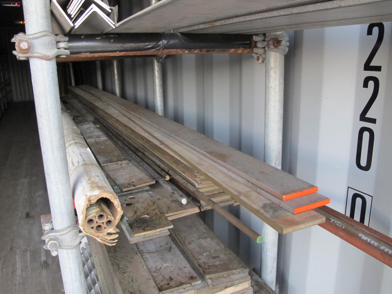 CONTENTS OF 8'X8'X20' STORAGE CONTAINER: "WOW" HIGH END BAR & FLAT STOCK 1/8" UP TO 2" BRASS, COPPER, STAINLESS 'TO MUCH TO LIST YOU NEED TO SEE THIS LOT" ALSO REBAR DIAMOND PLATE 7 (6) LISTA HEAVY DUTY CABINETS W/ CONTENTS….DID I SAY "WOW" (G-21 FENCED AREA/#22) (TO BE PURCHASED ONLY BY AN INSURED BUYER, TO BE LOADED BY HAND. NO FORKLIFT USE ALLOWED.)-4406