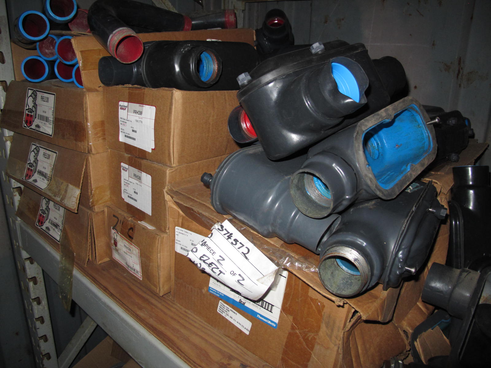 CONTENTS OF 8'X8'X20' STORAGE CONTAINER: "ELECTRICIANS DREAM" LARGE QUANTITY OF: BODY CONDUIT, COUPLINGS, FITTINGS, INLETS, PLASTIC BOND PARTS, STRAPS, HUBS, FORM FITTINGS, PLUS SO MUCH MORE. (G-20/#3) (TO BE PURCHASED ONLY BY AN INSURED BUYER, TO BE LOADED BY HAND. NO FORKLIFT USE ALLOWED.)-4407