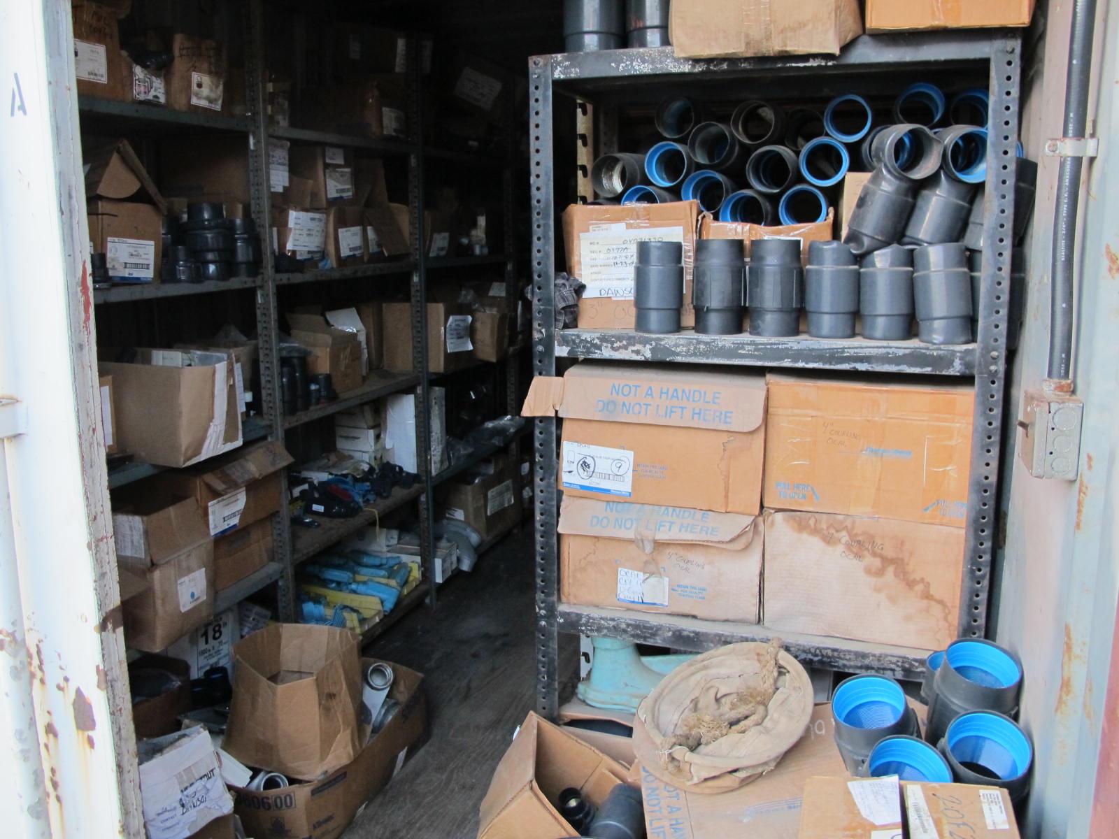 CONTENTS OF 8'X8'X20' STORAGE CONTAINER: "ELECTRICIANS DREAM" LARGE QUANTITY OF: BODY CONDUIT, COUPLINGS, FITTINGS, INLETS, PLASTIC BOND PARTS, STRAPS, HUBS, FORM FITTINGS, PLUS SO MUCH MORE. (G-20/#3) (TO BE PURCHASED ONLY BY AN INSURED BUYER, TO BE LOADED BY HAND. NO FORKLIFT USE ALLOWED.)-4407