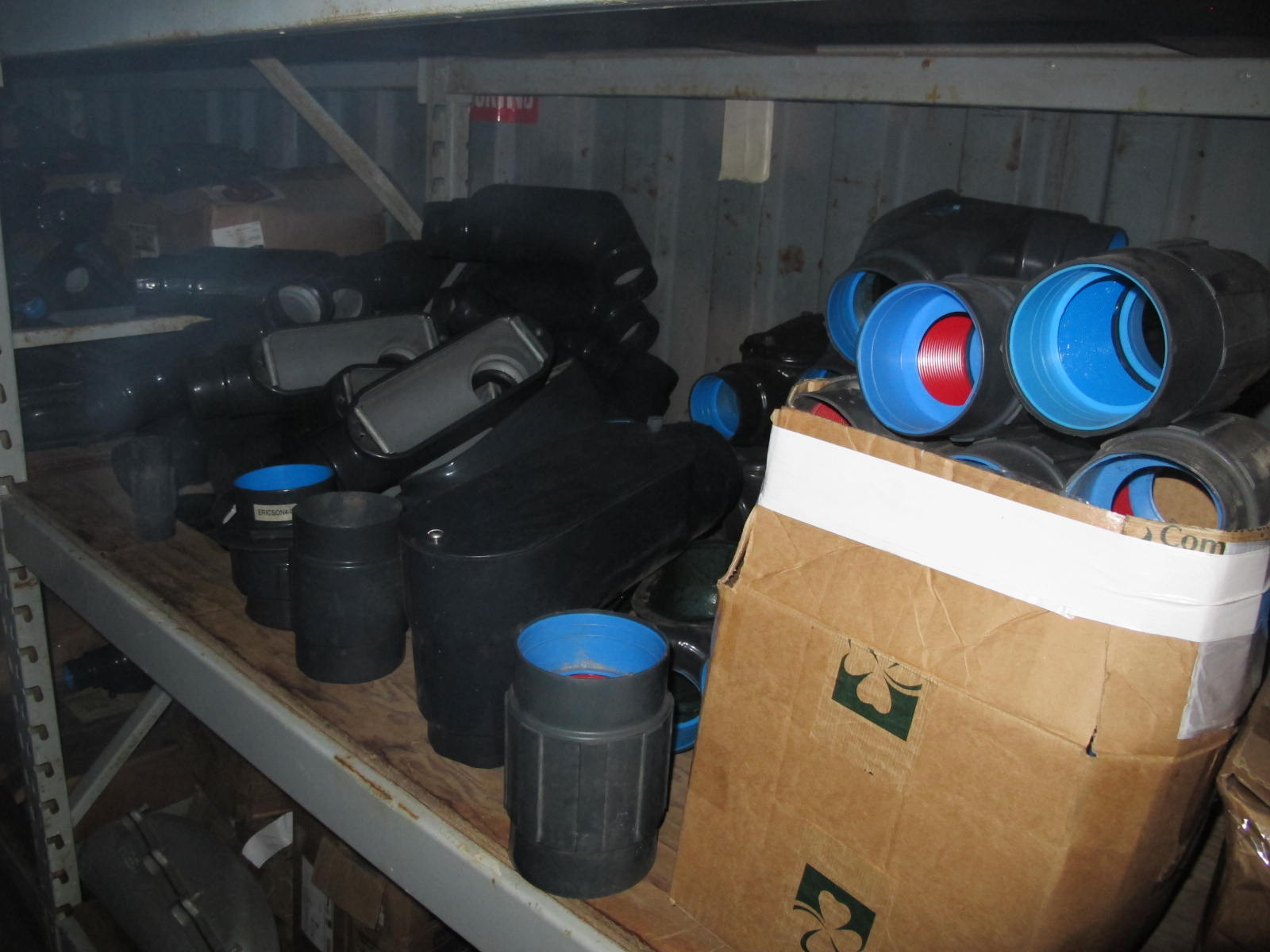 CONTENTS OF 8'X8'X20' STORAGE CONTAINER: "ELECTRICIANS DREAM" LARGE QUANTITY OF: BODY CONDUIT, COUPLINGS, FITTINGS, INLETS, PLASTIC BOND PARTS, STRAPS, HUBS, FORM FITTINGS, PLUS SO MUCH MORE. (G-20/#3) (TO BE PURCHASED ONLY BY AN INSURED BUYER, TO BE LOADED BY HAND. NO FORKLIFT USE ALLOWED.)-4407