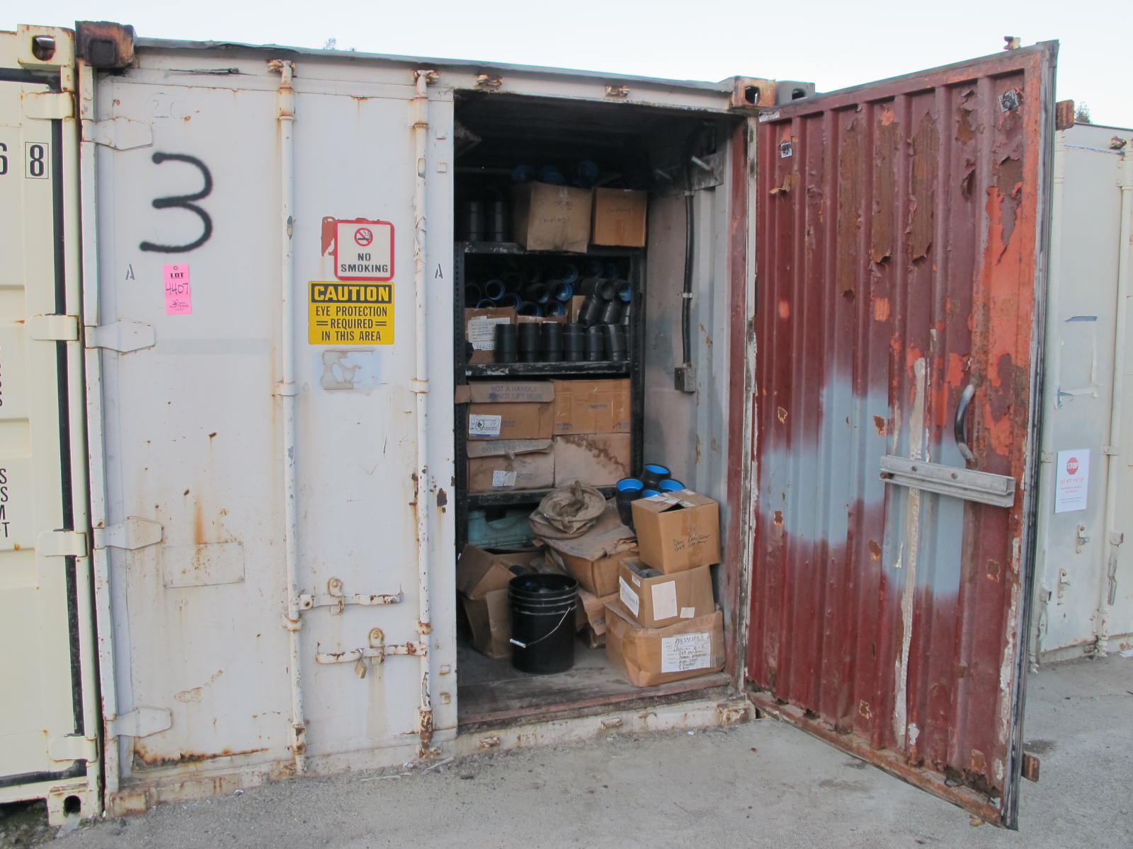 CONTENTS OF 8'X8'X20' STORAGE CONTAINER: "ELECTRICIANS DREAM" LARGE QUANTITY OF: BODY CONDUIT, COUPLINGS, FITTINGS, INLETS, PLASTIC BOND PARTS, STRAPS, HUBS, FORM FITTINGS, PLUS SO MUCH MORE. (G-20/#3) (TO BE PURCHASED ONLY BY AN INSURED BUYER, TO BE LOADED BY HAND. NO FORKLIFT USE ALLOWED.)-4407