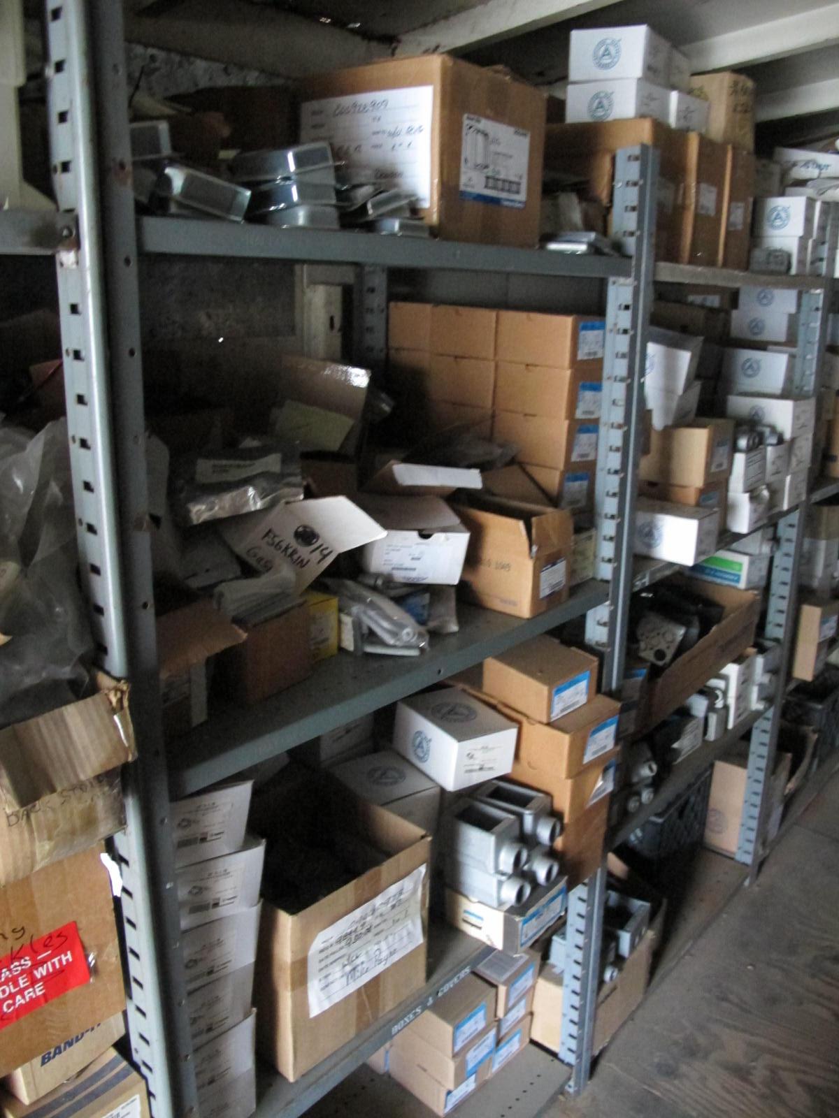 8'X8'X20' STORAGE CONTAINER WITH CONTENTS: "ELECTRICIANS DREAM III" LARGE QUANTITY OF: CONDUIT, HANGERS, ADAPTERS, POWER STRUT, HOFFMAN ELECTRICAL ENCLOSURES, COUPLINGS, FLEXIBLE CONDUIT CONNECTORS, FLEX HANGERS, APPLETON ELECTRICAL BOXES, FITTINGS, PLUS SO MUCH MORE. (G-20/#7) LOADING & HANDLING FEE $400-4411