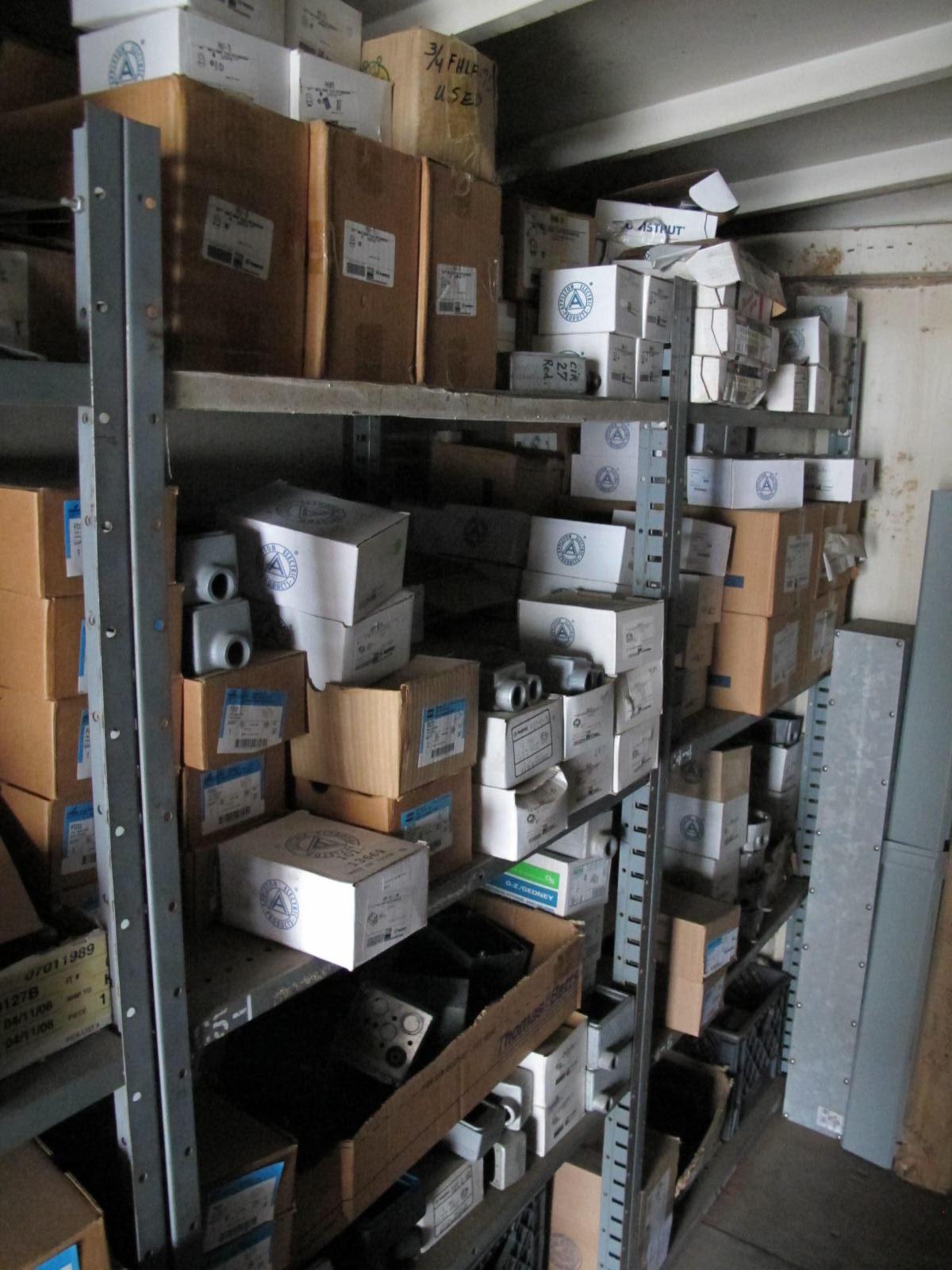 8'X8'X20' STORAGE CONTAINER WITH CONTENTS: "ELECTRICIANS DREAM III" LARGE QUANTITY OF: CONDUIT, HANGERS, ADAPTERS, POWER STRUT, HOFFMAN ELECTRICAL ENCLOSURES, COUPLINGS, FLEXIBLE CONDUIT CONNECTORS, FLEX HANGERS, APPLETON ELECTRICAL BOXES, FITTINGS, PLUS SO MUCH MORE. (G-20/#7) LOADING & HANDLING FEE $400-4411