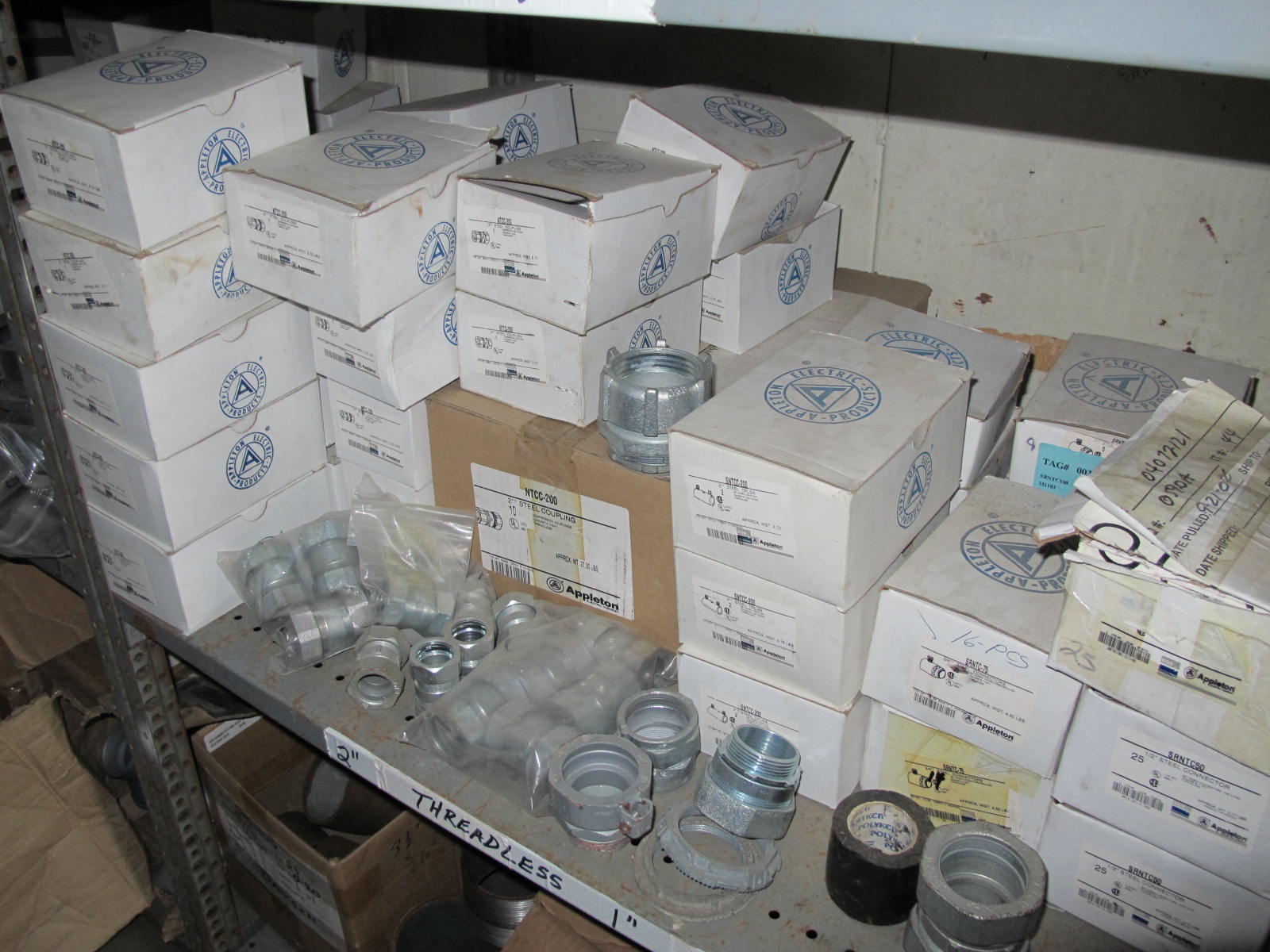 8'X8'X20' STORAGE CONTAINER WITH CONTENTS: "ELECTRICIANS DREAM III" LARGE QUANTITY OF: CONDUIT, HANGERS, ADAPTERS, POWER STRUT, HOFFMAN ELECTRICAL ENCLOSURES, COUPLINGS, FLEXIBLE CONDUIT CONNECTORS, FLEX HANGERS, APPLETON ELECTRICAL BOXES, FITTINGS, PLUS SO MUCH MORE. (G-20/#7) LOADING & HANDLING FEE $400-4411