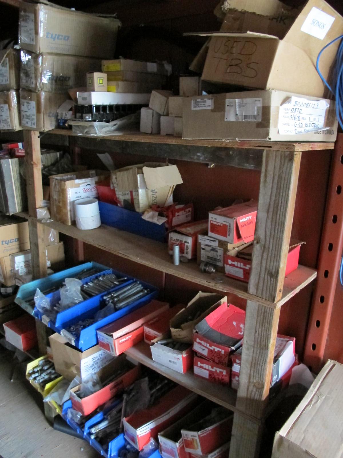 8'X8'X20' STORAGE CONTAINER WITH CONTENTS: LARGE QUANTITY OF ELECTRICAL AND SUPPORT EQUIPMENT, HILTI ANCHORS, UNISTRUT, CLAMPS, GROUND WIRE, ELECTRICAL CABINETS, CONNECTORS & BIG DEAL MDL. 0 STENCIL MACHINE (G-20/#9) LOADING & HANDLING FEE $400-4412