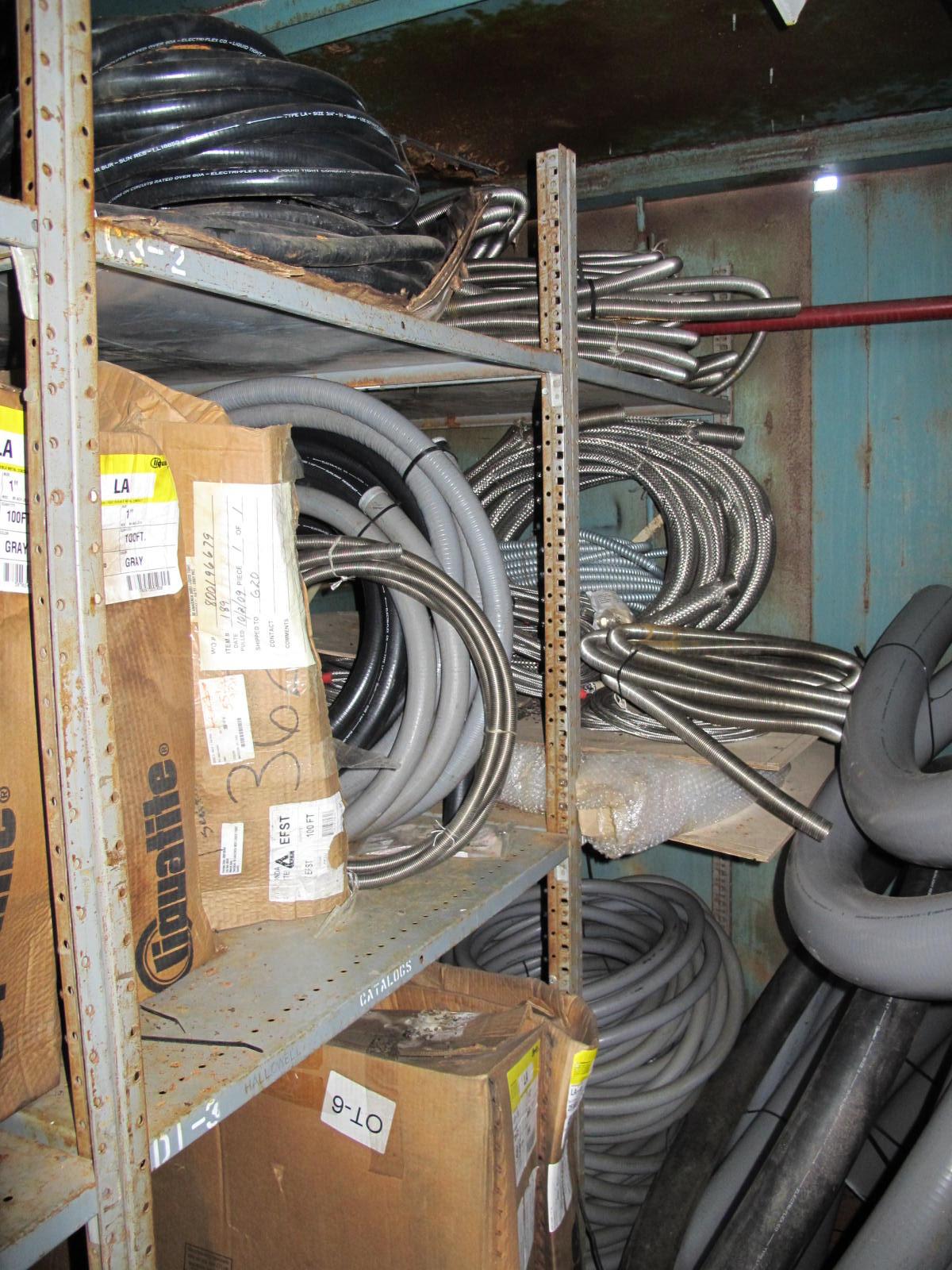 8'X8'X20' STORAGE CONTAINER WITH CONTENTS: LARGE QUANTITY OF LIQUATITE ELECTRICAL FLEX HOSE UP TO 4" (G-20/#8) LOADING & HANDLING FEE $400-4413