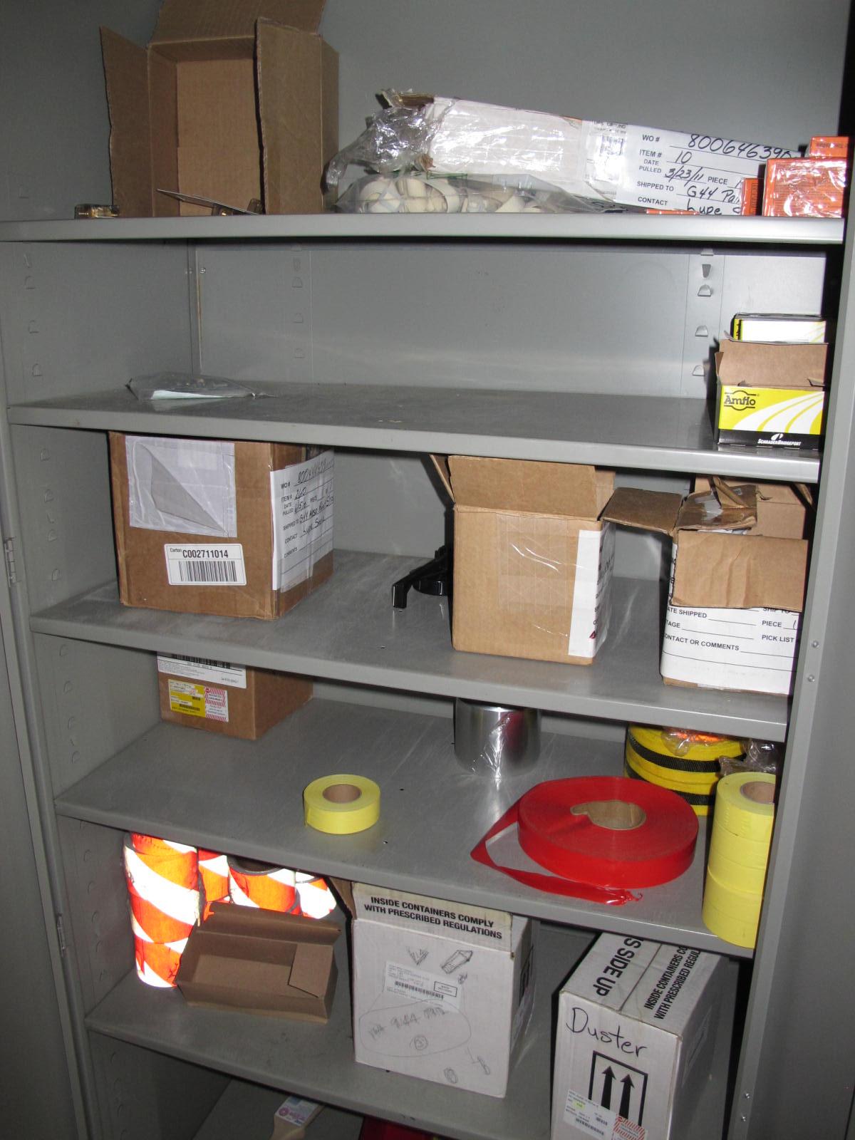 CONTENTS OF 8'X8'X20' STORAGE CONTAINER: TO INCLUDE PAINTING FINISHING AND SANDBLASTING SUPPLIES: VACUUM DISCS, GRINDING WHEELS, TAPE, CLEMCO CARTRIDGES, SPARE PARTS, SAFETY GLOVES, RESPIRATORS, SAND BLASTING MASKS, CHLORIDE ION FIELD TEST KITS, PLUS SO MUCH MORE (G-40/#11) (TO BE PURCHASED ONLY BY AN INSURED BUYER, TO BE LOADED BY HAND. NO FORKLIFT USE ALLOWED.)-4415