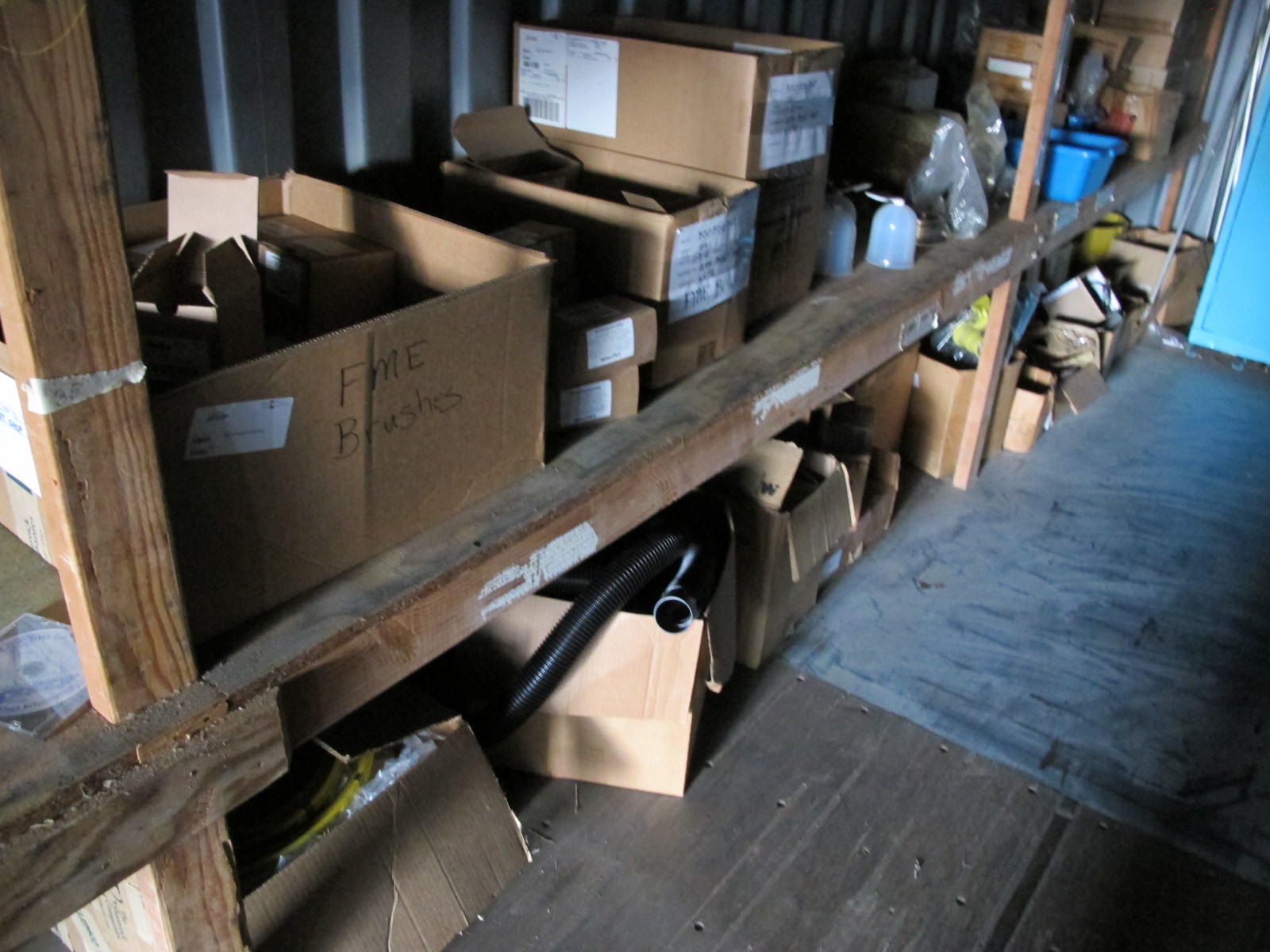 CONTENTS OF 8'X8'X20' STORAGE CONTAINER: TO INCLUDE PAINTING FINISHING AND SANDBLASTING SUPPLIES: VACUUM DISCS, GRINDING WHEELS, TAPE, CLEMCO CARTRIDGES, SPARE PARTS, SAFETY GLOVES, RESPIRATORS, SAND BLASTING MASKS, CHLORIDE ION FIELD TEST KITS, PLUS SO MUCH MORE (G-40/#11) (TO BE PURCHASED ONLY BY AN INSURED BUYER, TO BE LOADED BY HAND. NO FORKLIFT USE ALLOWED.)-4415