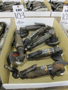 LOT (6) ASSORTED PNEUMATIC ANGLE GRINDERS (G-49) LOADING & HANDLING FEE $5-