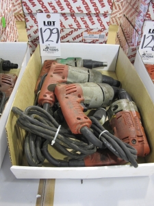 LOT (4) ASSORTED ELECTRIC HAND DRILLS (G-49) LOADING & HANDLING FEE $5-