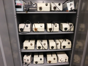 TENNSCO STORAGE CABINET, 36"X18"X78", COMES W/ (17) FIBER OPTIC POWER SUPPLIES-147