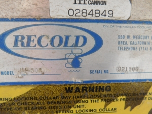 RECOLD JW SERIES FLUID COOLER, MODEL JW-50B, S/N 921106-150