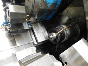 OKUMA LR 15-MW LATHE, OSP 5020L CNC CONTROL, LIVE TOOL, TWIN SPINDLE, HYDRAULIC TAILSTOCK, SUB SPINDLE, PARTS CATCHER, PARTS CONVEYOR, TURBO CHIP CONVEYOR, ROYAL MIST FILTER, METAL BIN, S/N 1798-215