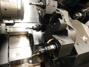 OKUMA LR 15-MW LATHE, OSP 5020L CNC CONTROL, LIVE TOOL, TWIN SPINDLE, HYDRAULIC TAILSTOCK, SUB SPINDLE, PARTS CATCHER, PARTS CONVEYOR, TURBO CHIP CONVEYOR, ROYAL MIST FILTER, METAL BIN, S/N 1798-215