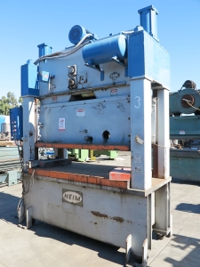 150 TON X 4" HEIM STRAIGHT SIDE DOUBLE CRANK AIR CLUTCH, MODEL S-150, POWER RAM ADJUSTMENT W/ INDICATOR, MAGNETIC STARTER, AUTOMATIC LUBRICATION, OPERATOR STATION W/ PALM BUTTON: INCH, SINGLE, CONTINOUS, START, STOP, AIR CLUTCH & BRAKE, BOLSTER PLATES, (2) AIR COUNTER BALANCES, AIR GAUGES, HOSES AND FILTERS (LOCATION: GARVEY AVE., SOUTH EL MONTE, CA) ***RIGGING FEE $250***-31