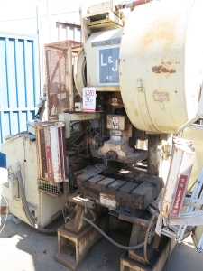 45 TON X 1" L & J OBI HIGH SPEED PRESS, MODEL 45HS, WINTRISS SOLID STATE DIGITAL CONTROL W/ LOAD ANALYZER, PETERSON MODEL 104HS MECHANICAL ROLL FEEDER (12"), HP 5, AIR CLUTCH & BRAKE, SHADOW V LIGHT CURTAIN, AUTO LUBE SYSTEM, DUAL PALM CONTROL (LOCATION: GARVEY AVE., SOUTH EL MONTE, CA) ***RIGGING FEE $25***-36