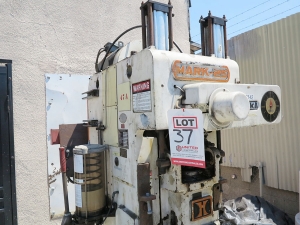 25 TON X 2.9" HIDAKA OBS PUNCH PRESS, MODEL MARK 25, ONE SHOT LUBE SYSTEM, STROKE SPEED INDICATOR, STROKE POSITION INDICATOR, REMOTE DUAL PALM CONTROL STAND, DUAL COUNTER BALANCE, HYDRAULIC OVERLOAD PROTECTION, SHADOW IV LIGHT CURTAIN, DATA INSTRUMENT BRAKE MONITOR (LOCATION: GARVEY AVE., SOUTH EL MONTE, CA) ***RIGGING FEE $25***-37