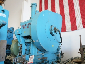 75 TON X 5" MINSTER OBS PUNCH PRESS, MODEL 70-4-1/2, BOLSTER PLATE W/ BALL TRANSFERS, DUAL PALM CONTROL MOUNTED ON RAM, BIJUR LUBRICATION SYSTEM, WORK LIGHTS, OPERATOR PUSH BUTTON CONTROL ON RAM, AIR CLUTCH & BRAKE, MINSTER CLUTCH CONTROL (LOCATION: GARVEY AVE., SOUTH EL MONTE, CA) ***RIGGING FEE $250***-44