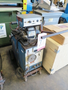 200 AMP MILLER DC POWER MIG WELDER W/ MILLERMATIC FEEDER, MODEL CP-200, 24V MILLERMATIC S-52E WIRE FEEDER, ADJUSTABLE FEED SPEED, NO FOOT PEDAL OR TORCH (LOCATION: GARVEY AVE., SOUTH EL MONTE, CA)-77
